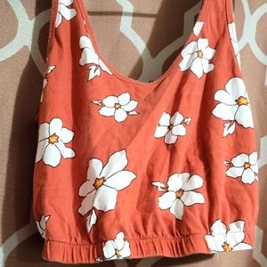 Forever 21 Orange Floral Crop Top